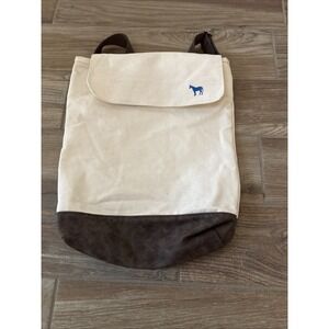 Authentic Pigment Adult Canvas Rucksack interior zipper pocket‎ Cream / Brown